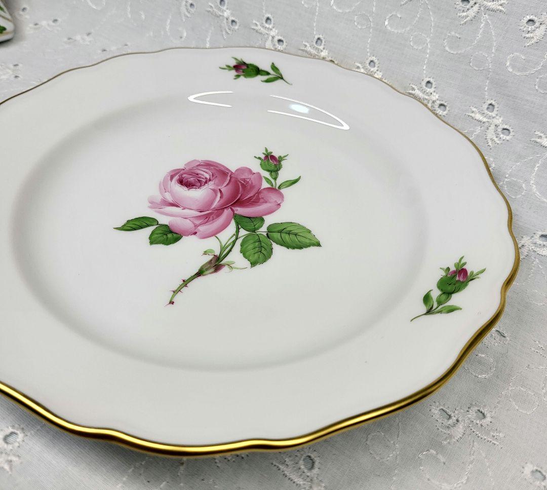 未使用✨マイセン ピンクローズ プレート18cm 皿 ピンク 花