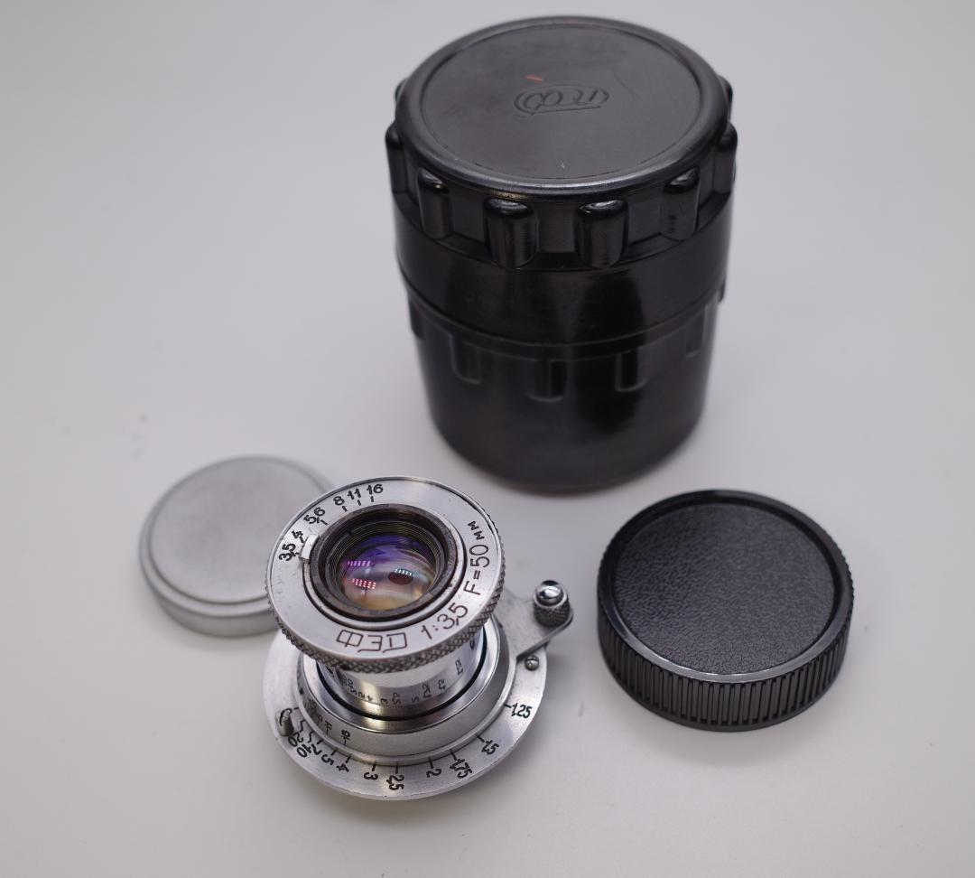 14　希少　沈胴式オールドレンズ FED 50　L39 純正ケース付
