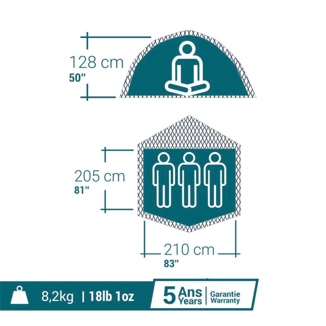 (デカトロン)キャンプ ワンタッチテント3人用QUECHUA