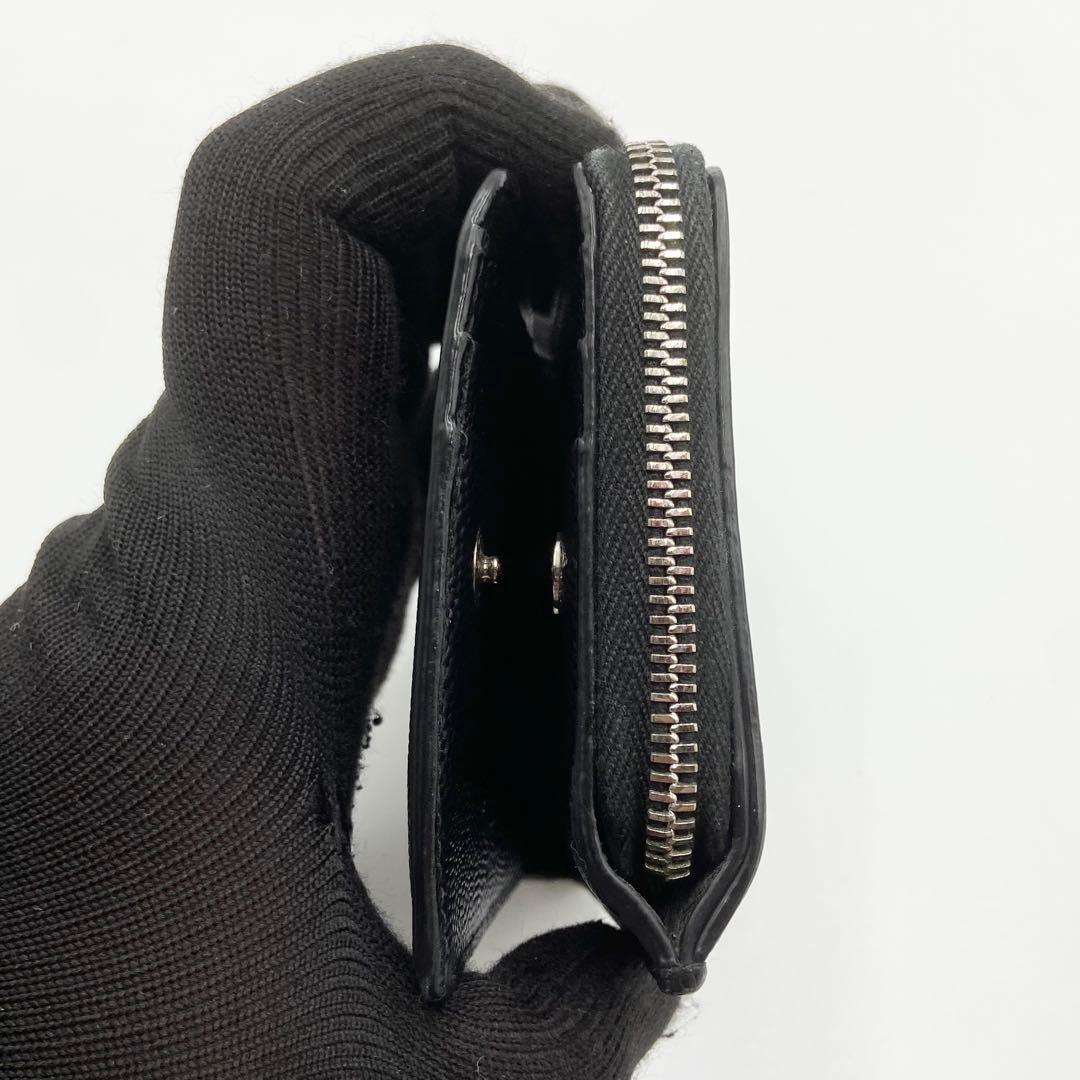 サンローラン キャビアスキン L字ジップ 二つ折り財布 レザー　ブラック