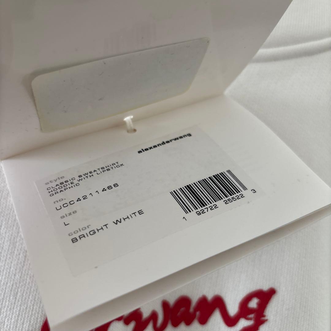 【即完売モデル】アレキサンダーワン☆リップロゴ　ホワイトパーカー　L