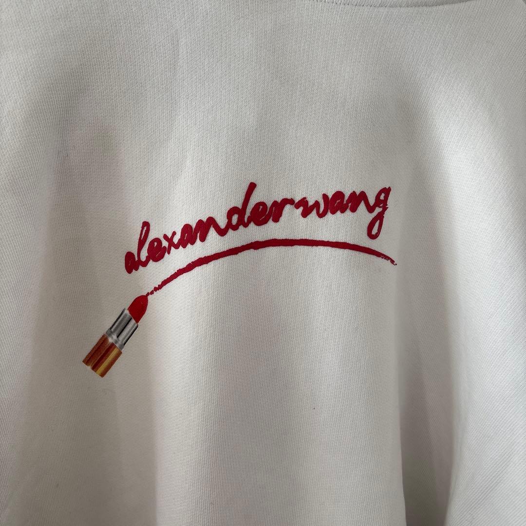 【即完売モデル】アレキサンダーワン☆リップロゴ　ホワイトパーカー　L