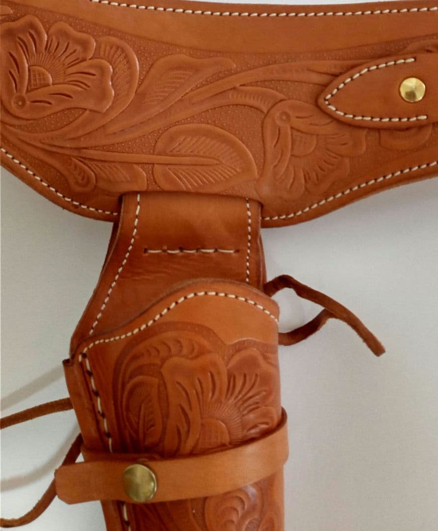 カービングレザーガンベルト ナチュラル　34