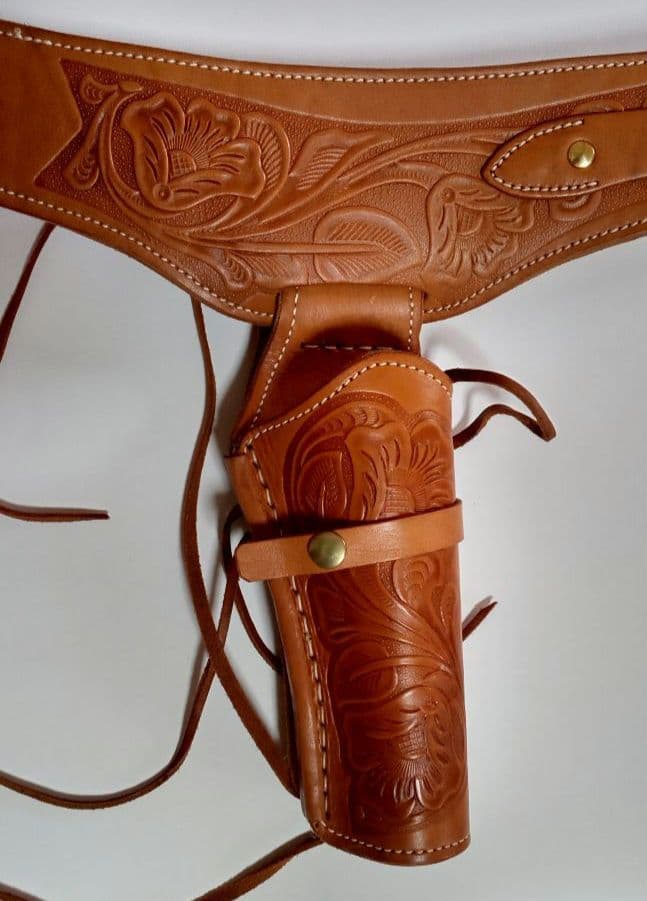 カービングレザーガンベルト ナチュラル　34