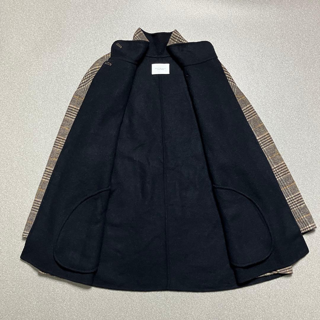 【美品✨】ユナイテッドアローズ ビーバーチェック スタンドカラー ショートコート