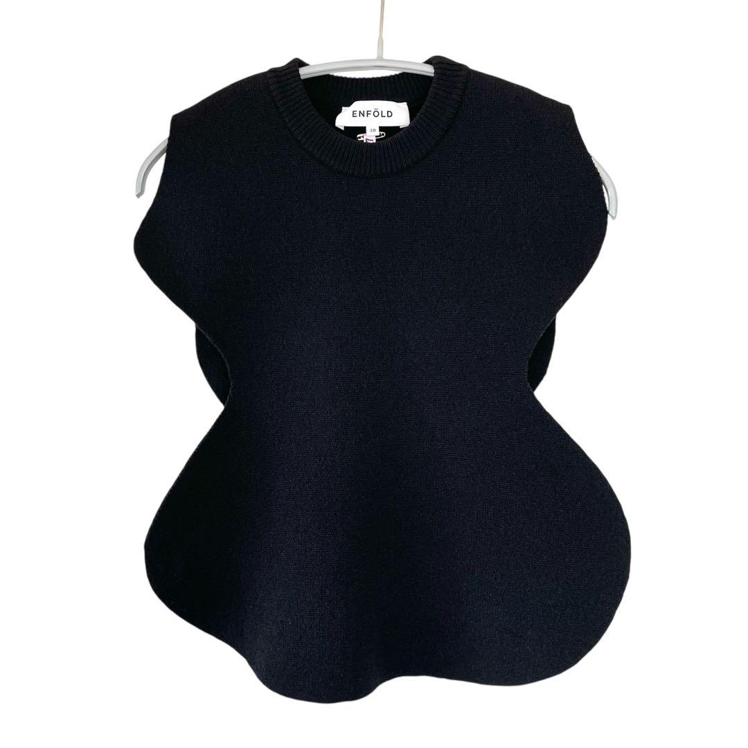 人気 美品 エンフォルド CIRCLE KNIT BIB サークルニットビブ 黒