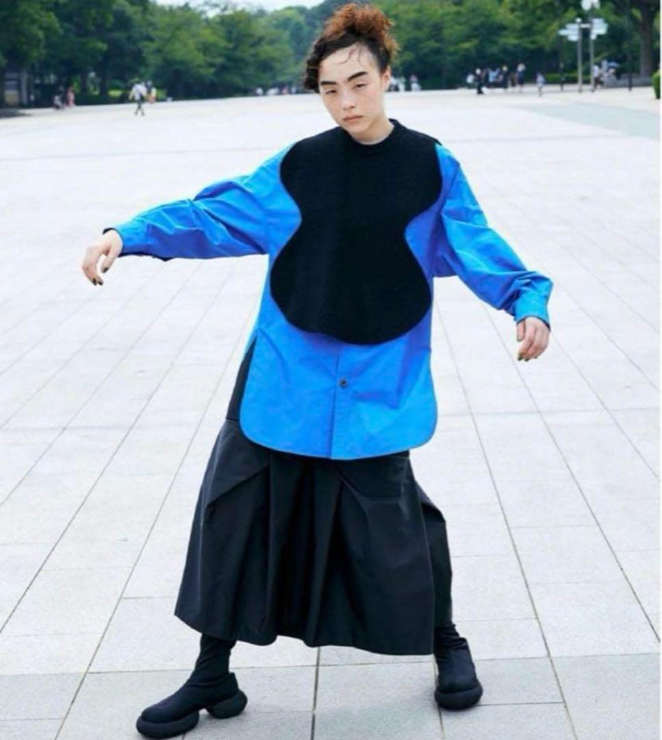 人気 美品 エンフォルド CIRCLE KNIT BIB サークルニットビブ 黒