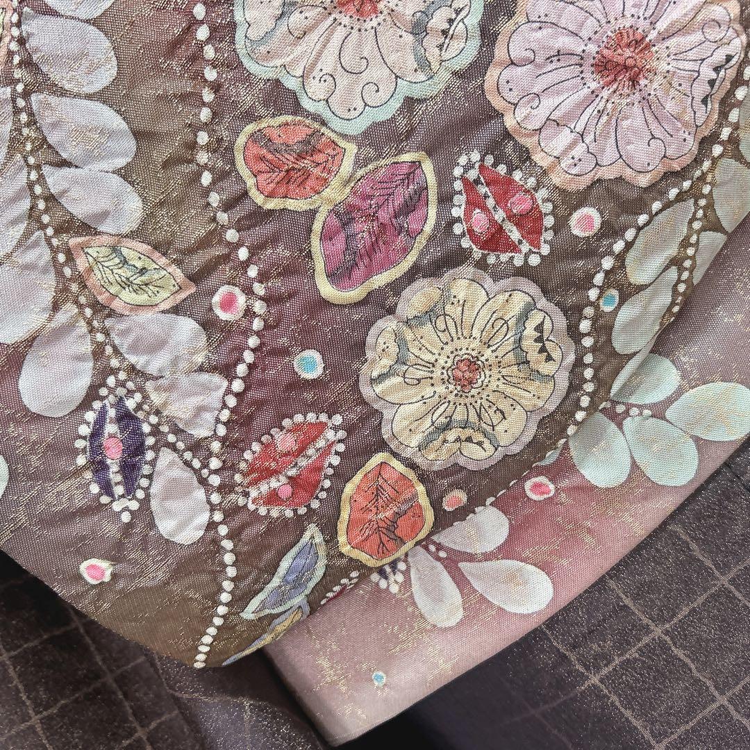 訪問着フルセット　辻ヶ花　着物　正絹　銀通し　豪華　華やか　紫　しぼり