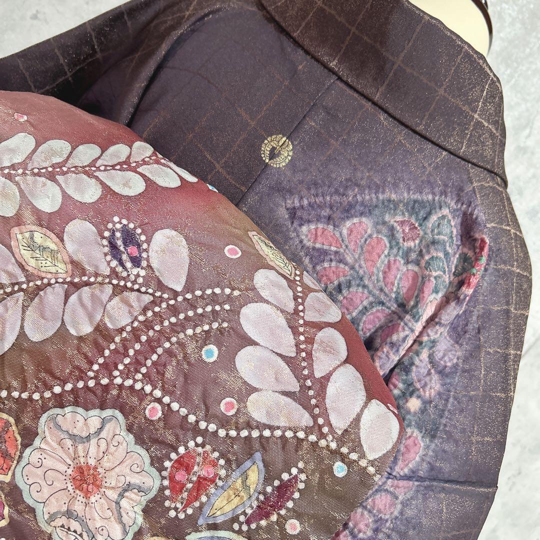 訪問着フルセット　辻ヶ花　着物　正絹　銀通し　豪華　華やか　紫　しぼり