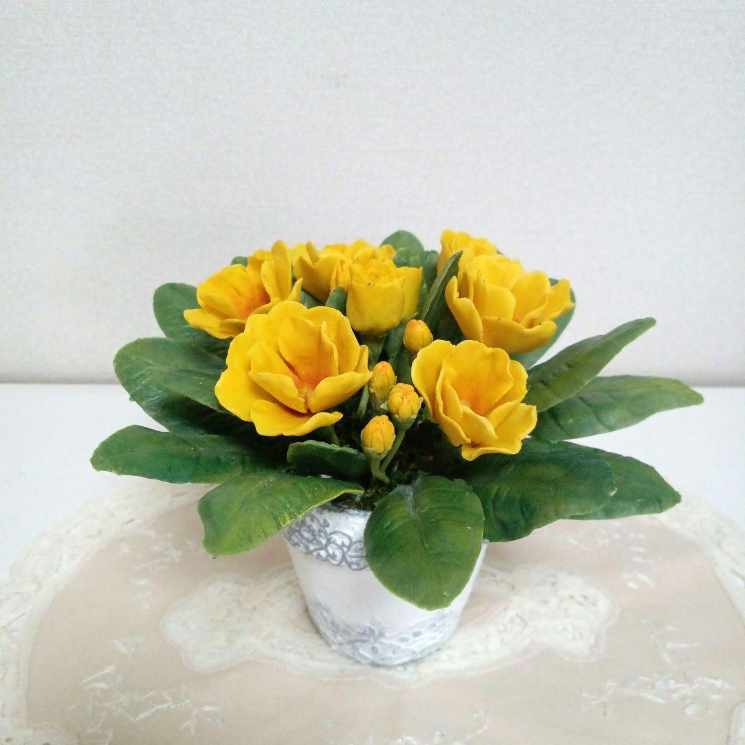 専用 イエローチューリップとイエロープリムラ クレイフラワー