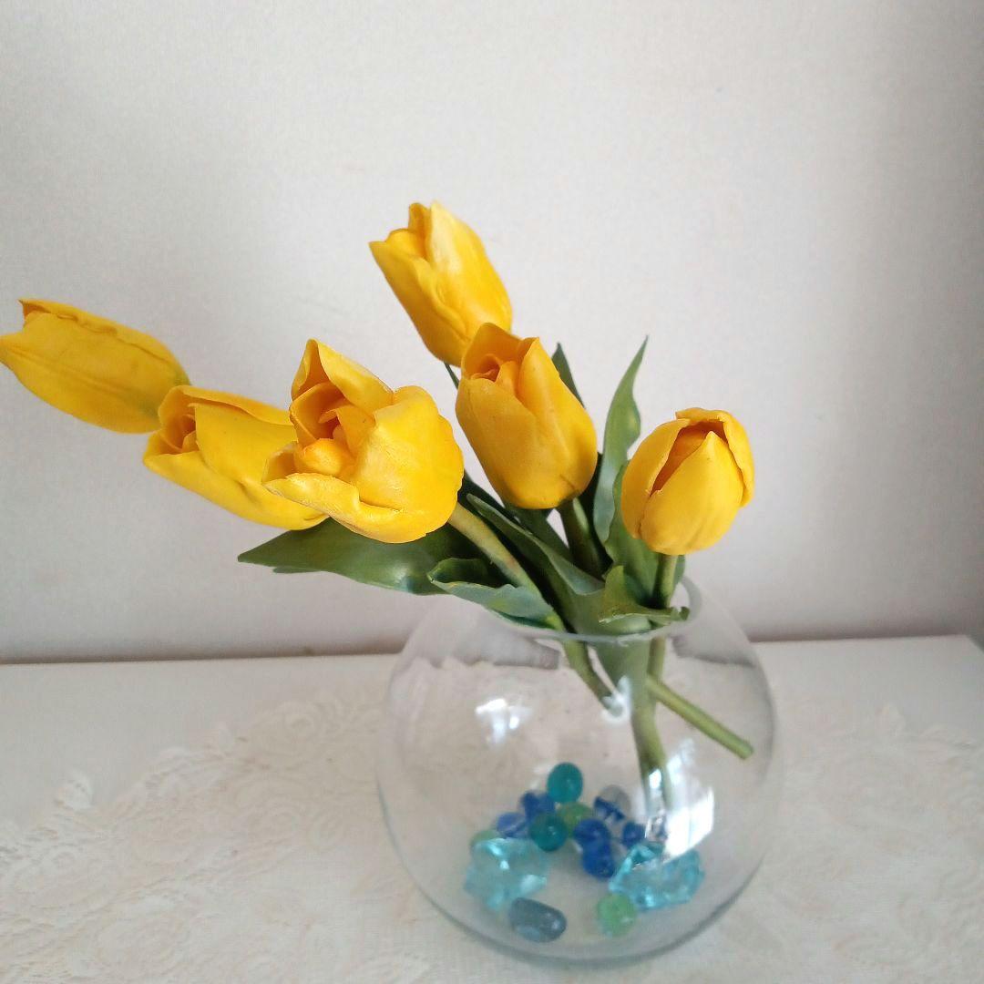 専用 イエローチューリップとイエロープリムラ クレイフラワー