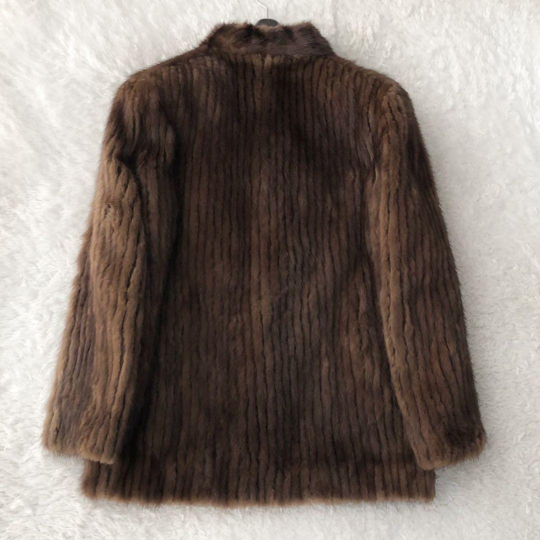 毛皮コート ファーコート リアル ミンク ロング フレア 秋冬 ブラウン M