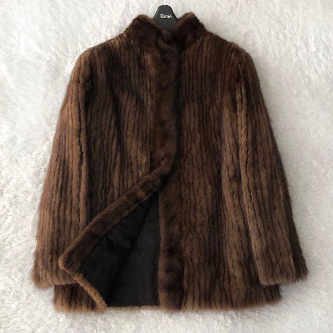 毛皮コート ファーコート リアル ミンク ロング フレア 秋冬 ブラウン M