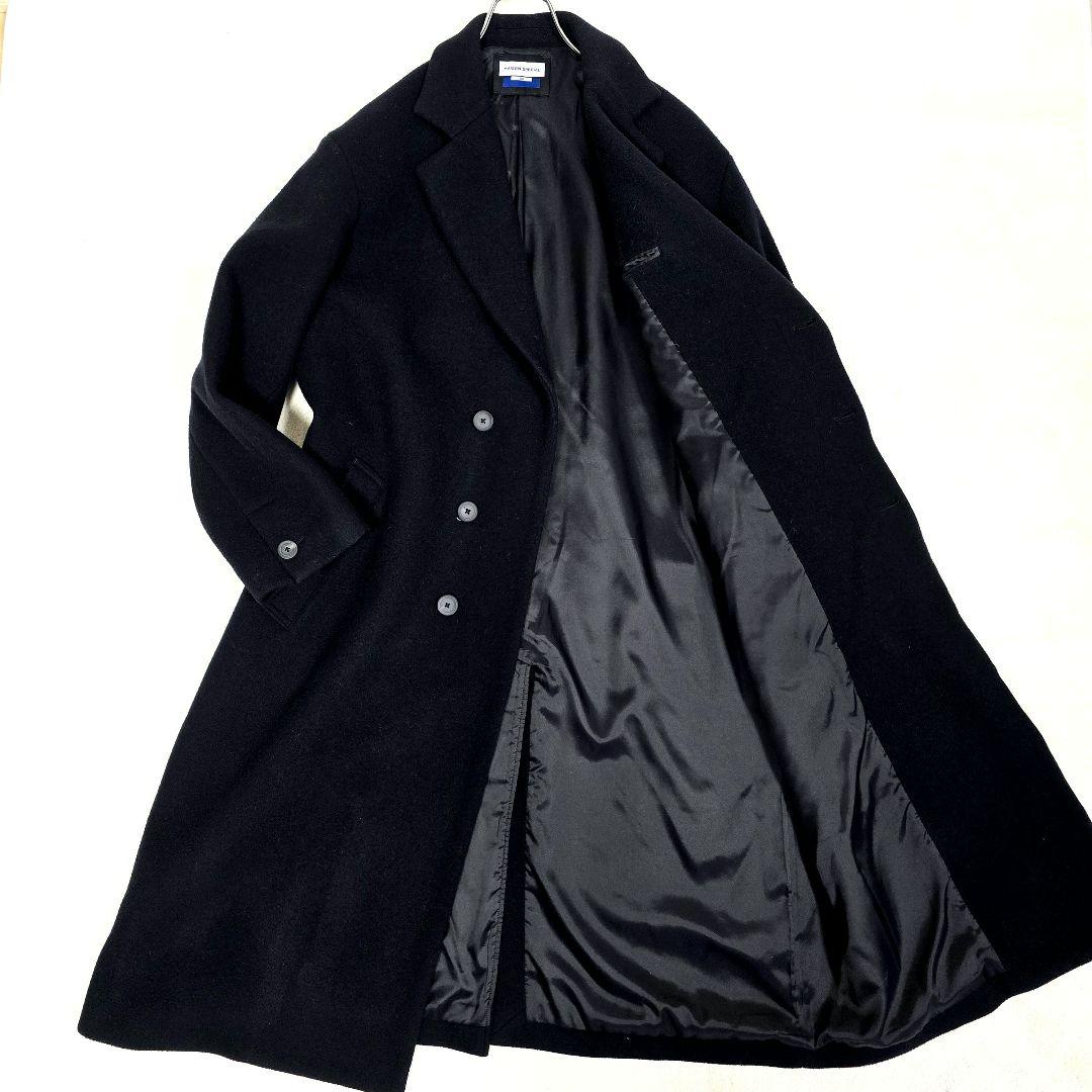 メゾンスペシャル チェスターコート ロングコート ウール マキシ丈 黒 XL相当