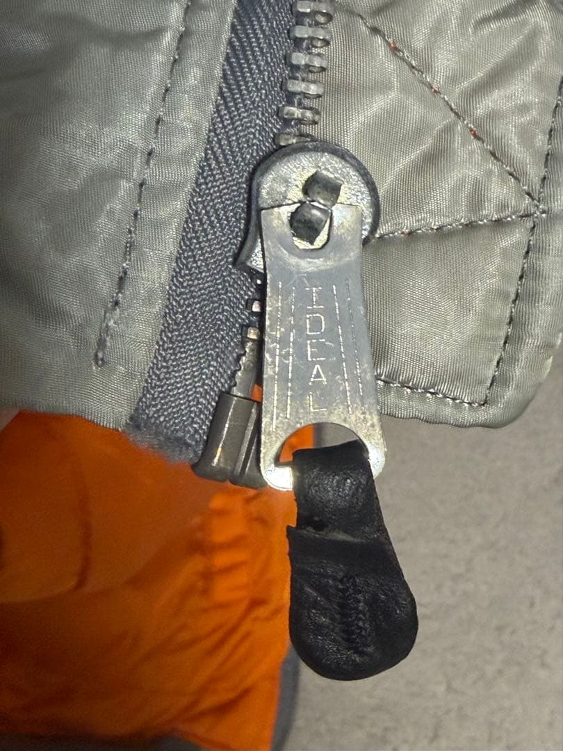 USA 80s MA-1 フライトジャケット グレー/オレンジ