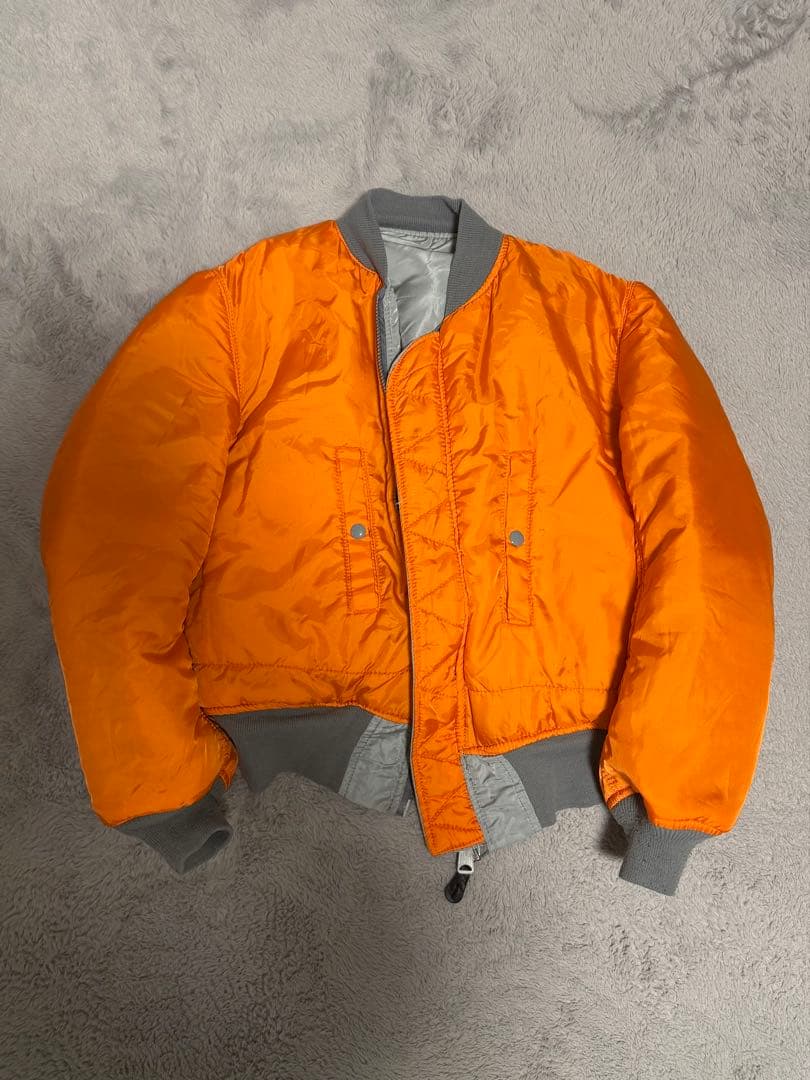 USA 80s MA-1 フライトジャケット グレー/オレンジ