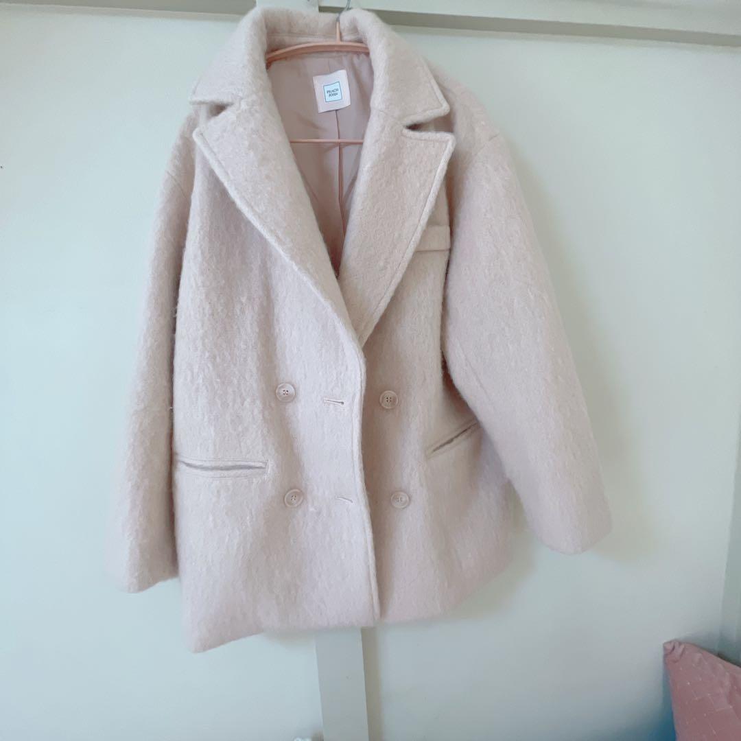 PEACH JOHN ダブルシャギーショートコート ピンク S