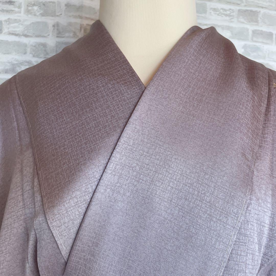 訪問着　フルセット　椿と萩　古書　手刺繍　金彩加工　綸子　ガード加工　L4