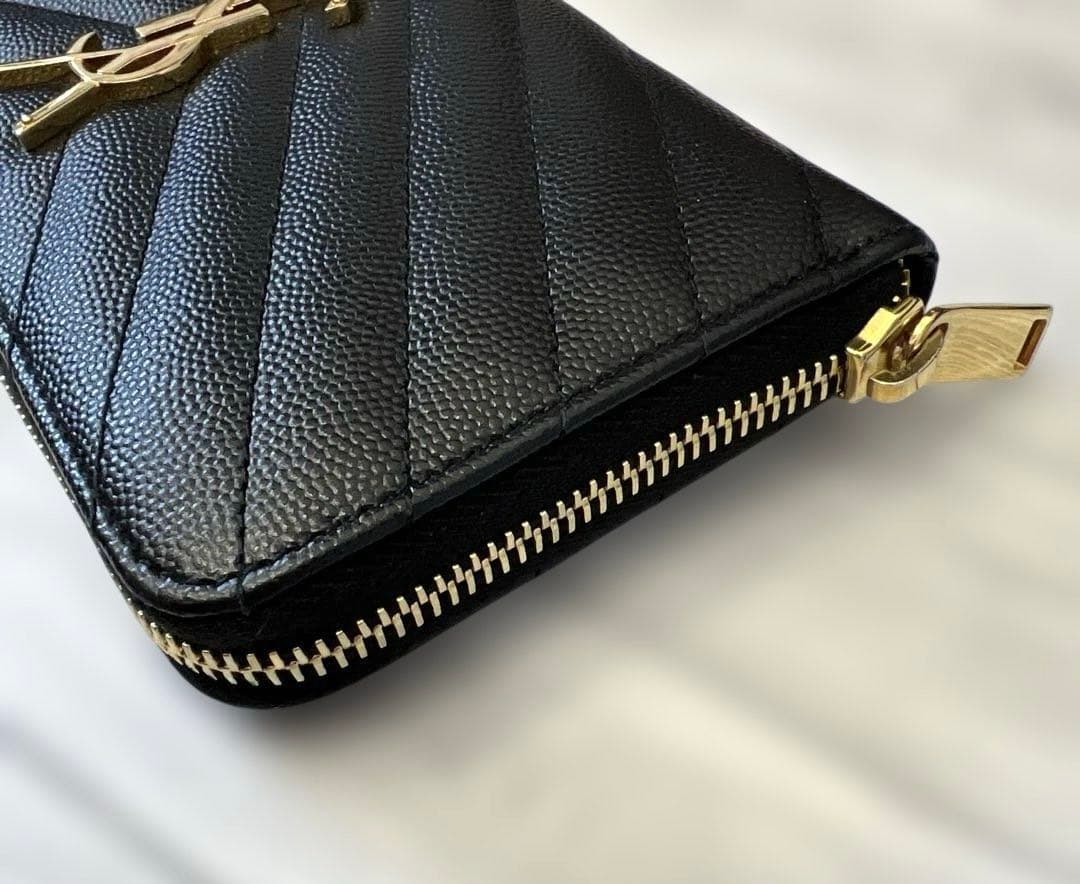極美品 YSL イブサンローラン ブラック キルティング 長財布