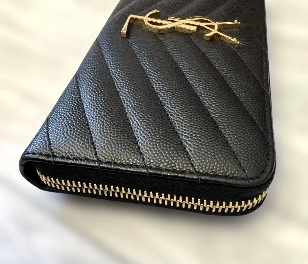極美品 YSL イブサンローラン ブラック キルティング 長財布