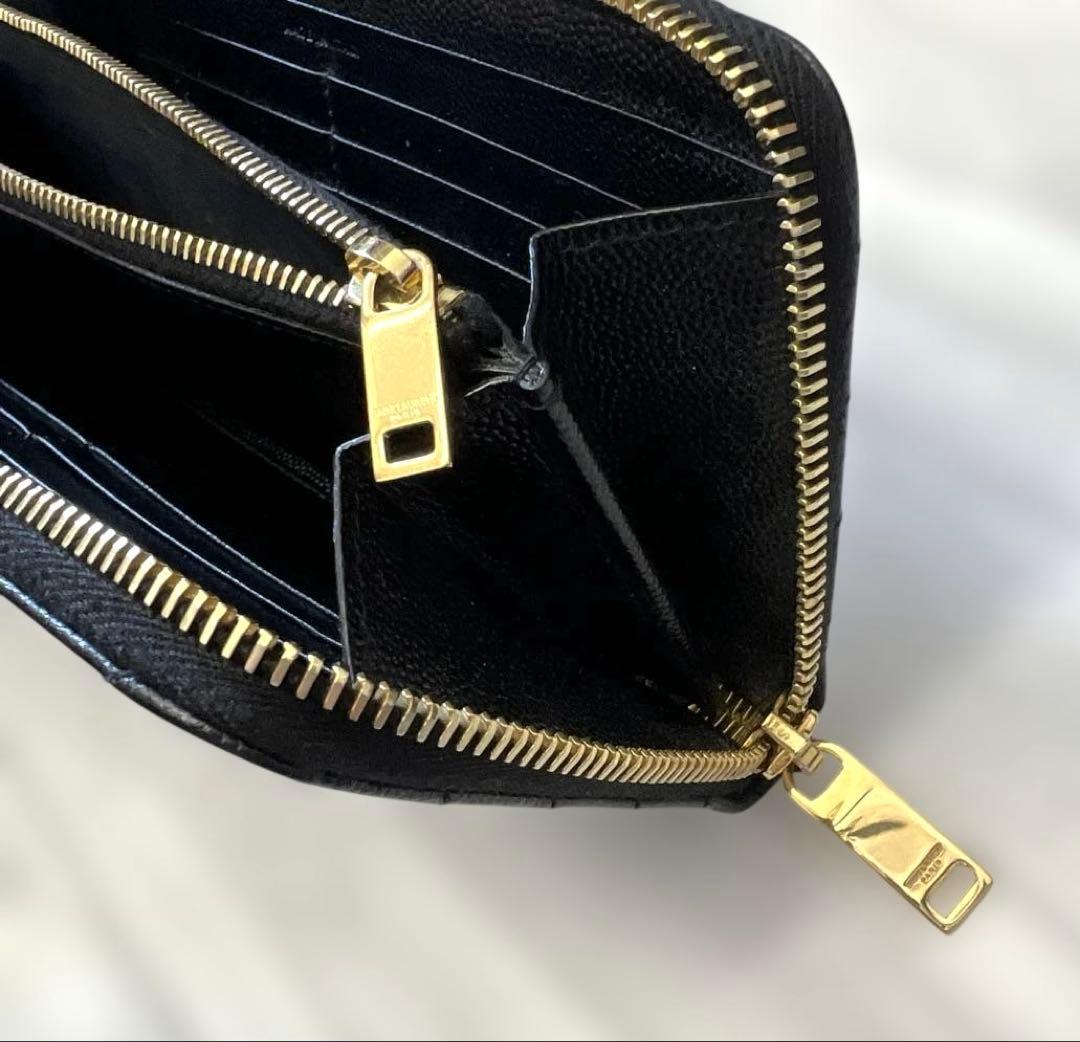 極美品 YSL イブサンローラン ブラック キルティング 長財布