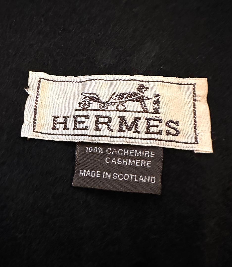 HERMES エルメス カシミヤ マフラー ブラック