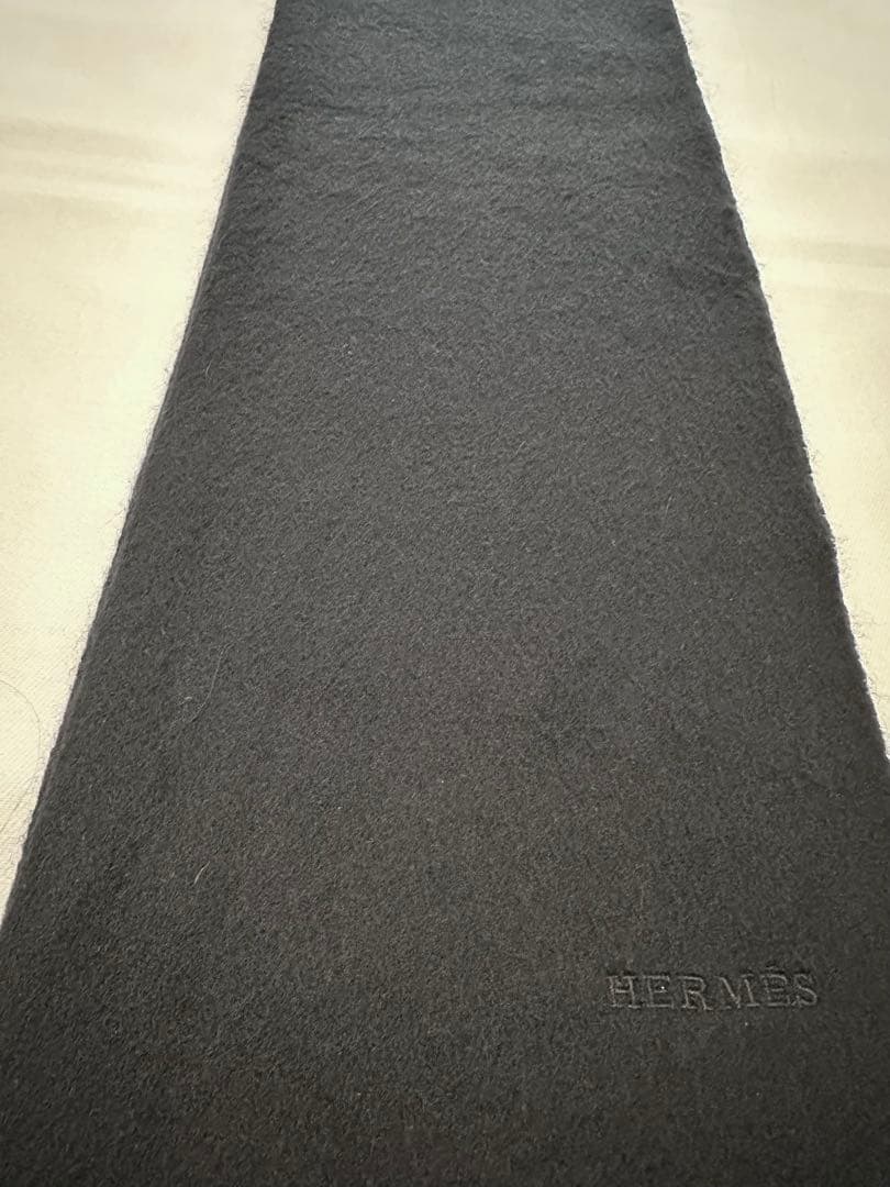 HERMES エルメス カシミヤ マフラー ブラック