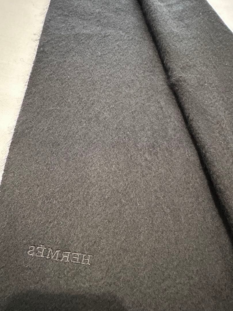 HERMES エルメス カシミヤ マフラー ブラック