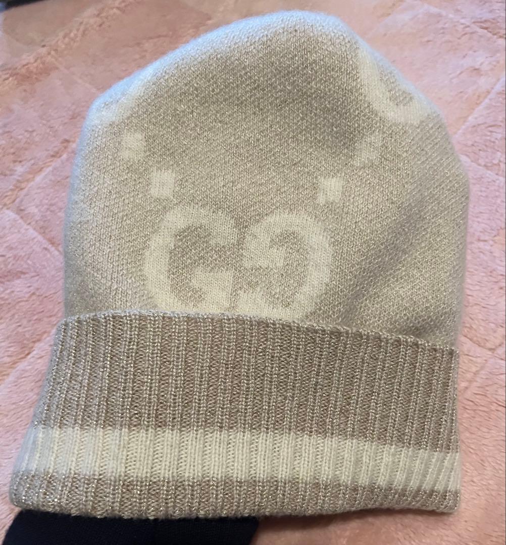 新品タグ付　GUCCI 箱付　ラメ　カシミヤ　ニット帽　M