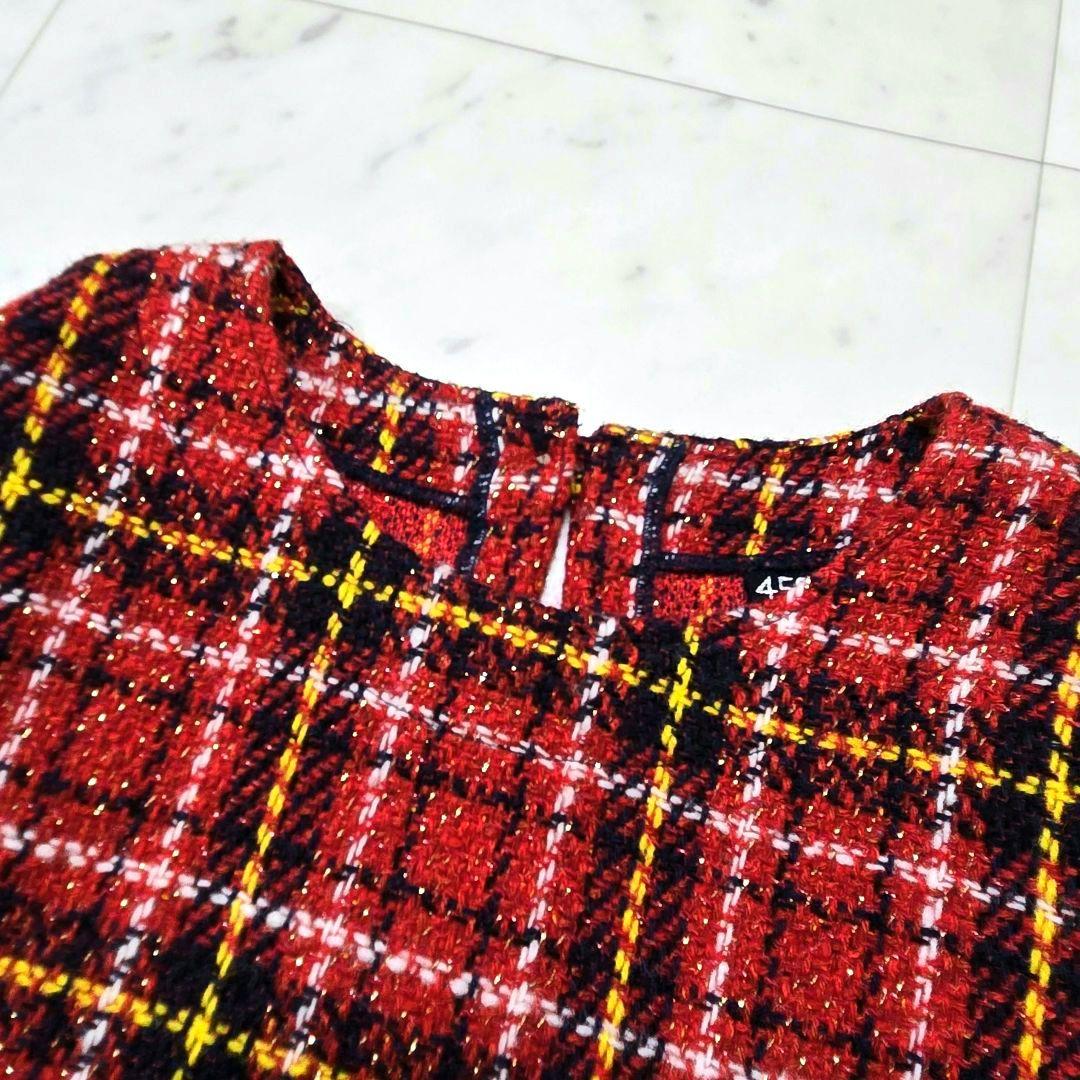 【定価7.3万】45R 現行 \"キラキラタータンDRESS\" ウールワンピース