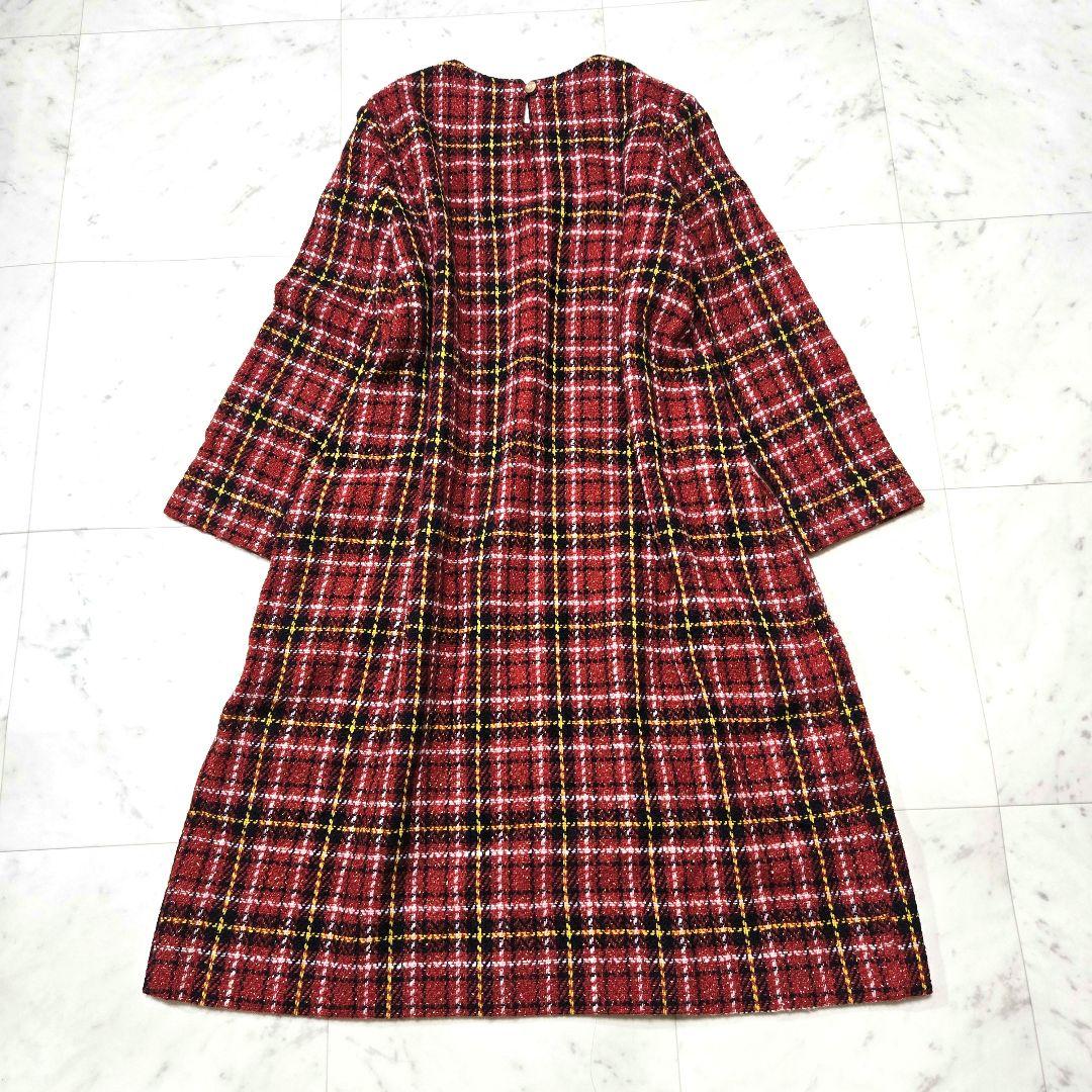 【定価7.3万】45R 現行 \"キラキラタータンDRESS\" ウールワンピース