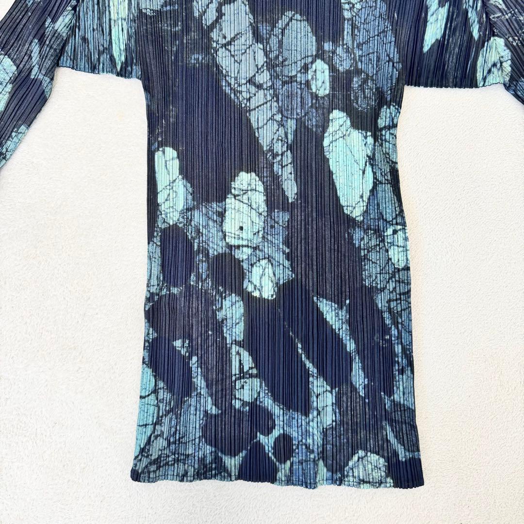 極美品✨PLEATS PLEASE プリーツ　総柄　長袖　ハイネック　チュニック