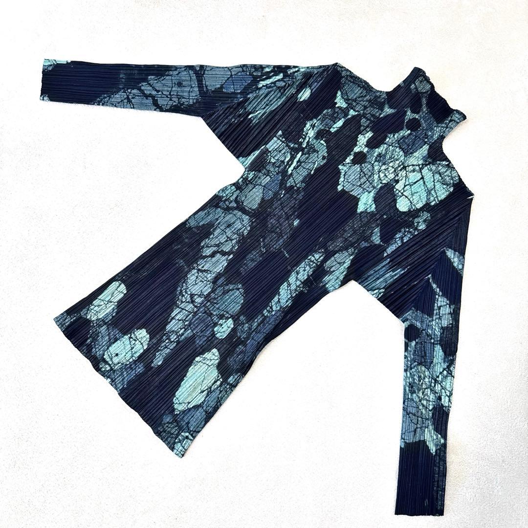 極美品✨PLEATS PLEASE プリーツ　総柄　長袖　ハイネック　チュニック