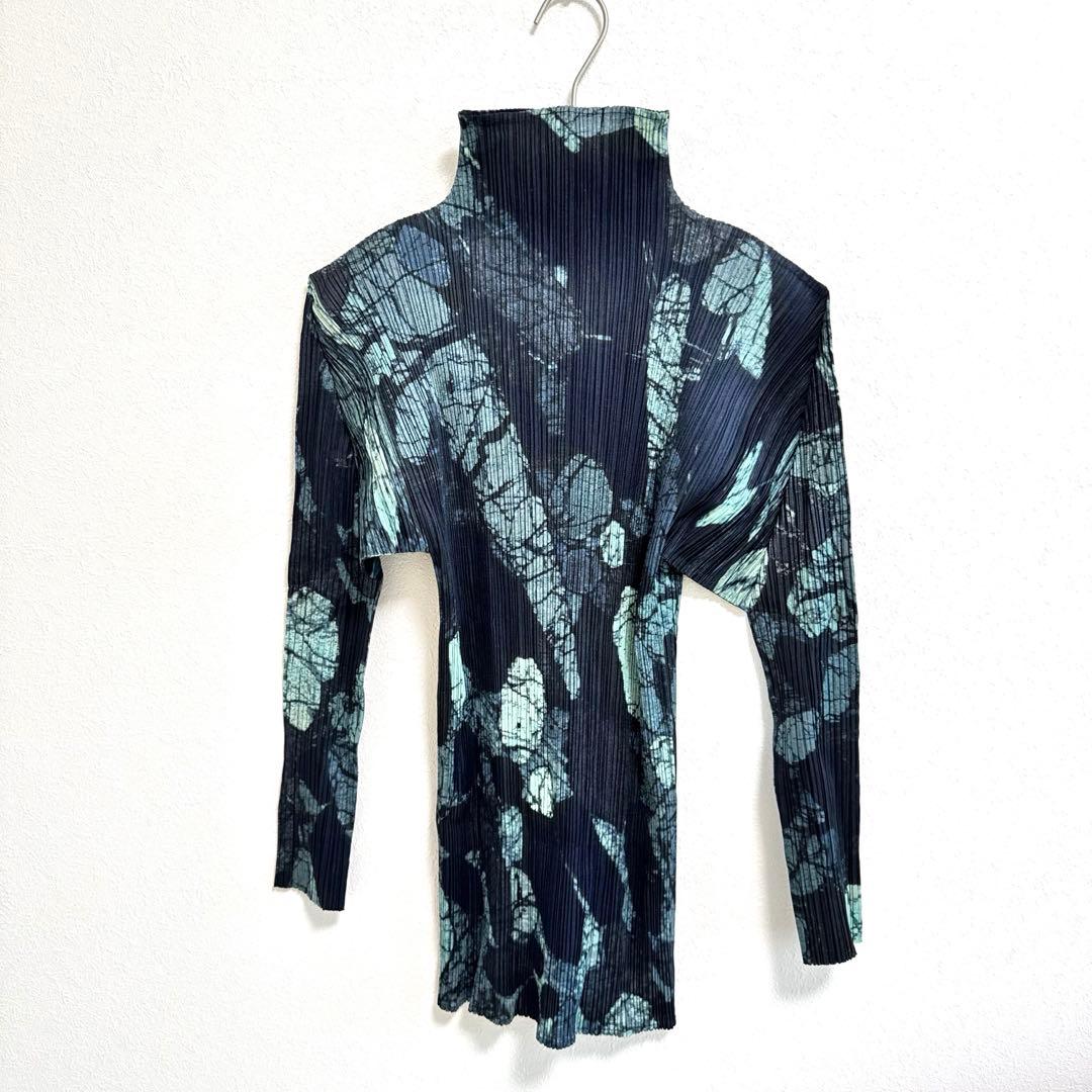 極美品✨PLEATS PLEASE プリーツ　総柄　長袖　ハイネック　チュニック