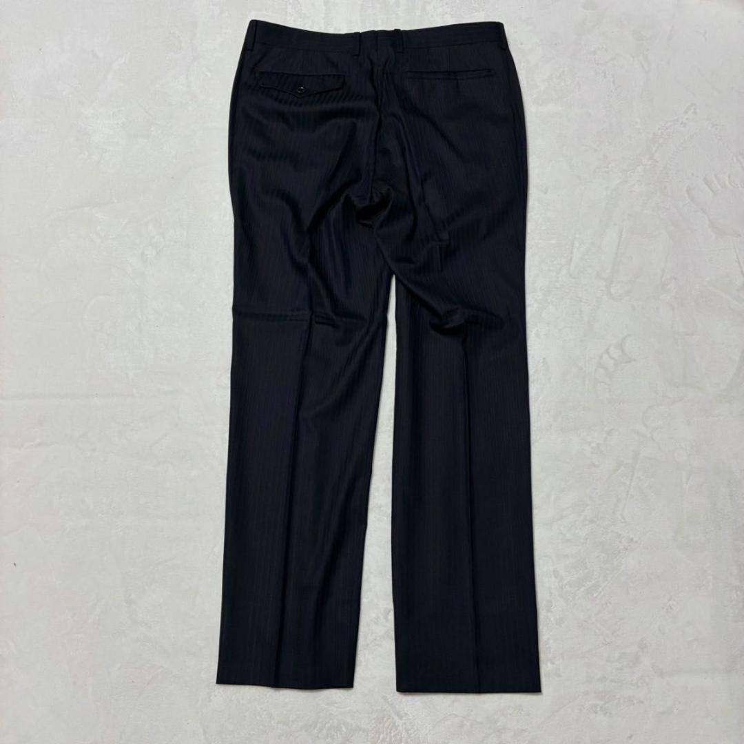 ザスーツカンパニー スリーピーススーツ ストライプ センターベント 裏地派手 黒