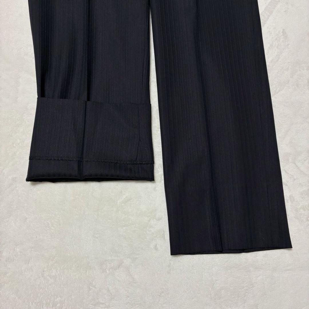 ザスーツカンパニー スリーピーススーツ ストライプ センターベント 裏地派手 黒