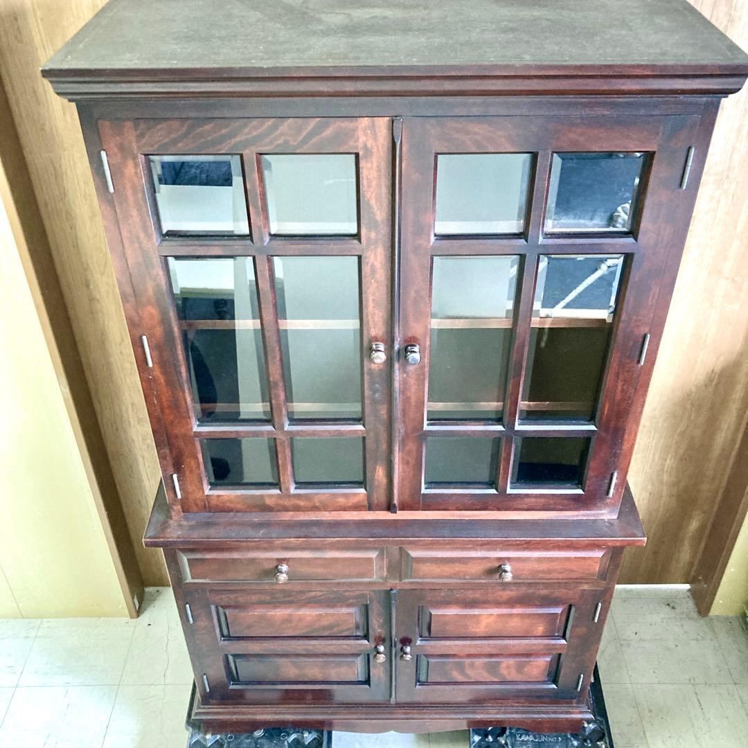 【良品】食器棚 ディスプレイ キャビネット収納棚 松本民芸家具