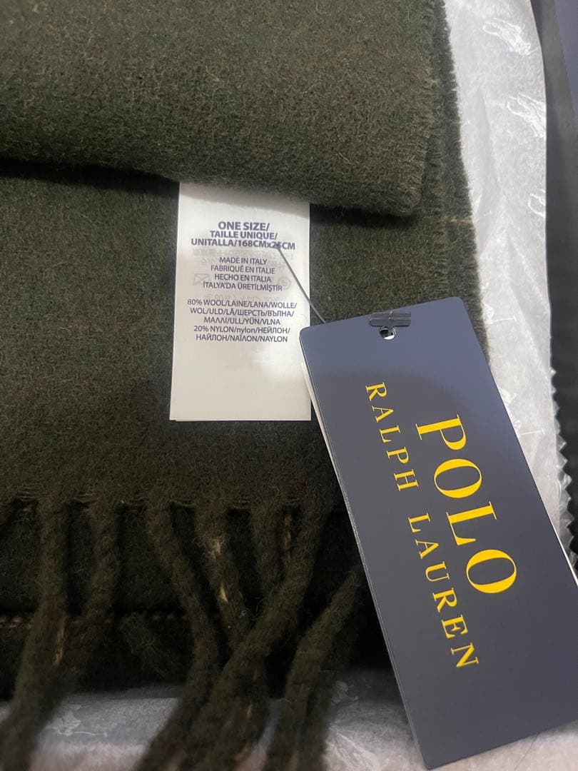 新品タグ付　ポロラルフローレン　ウールマフラー　チェック柄　ギフトボックス付