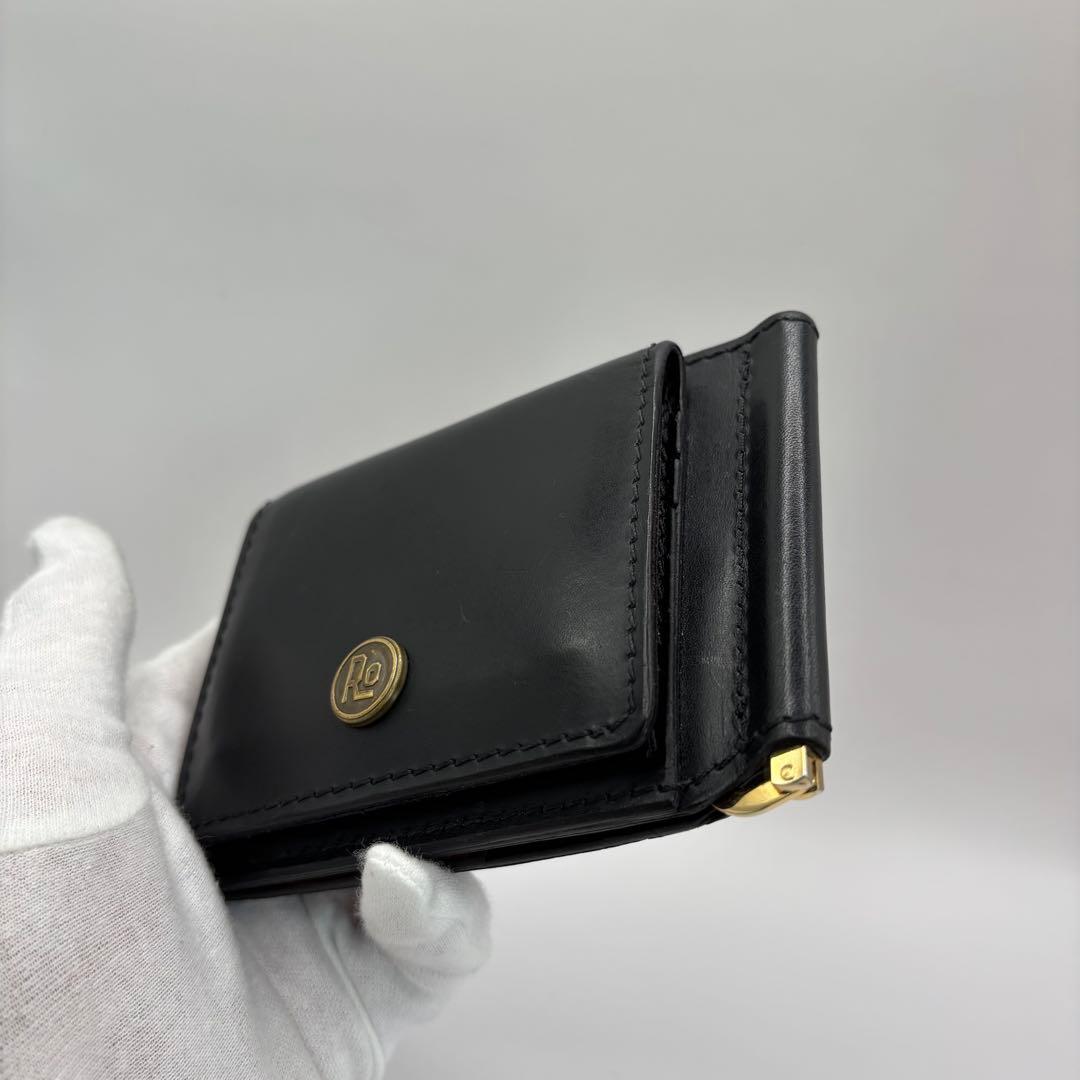 ROTAR　二つ折り財布　マネークリップ　ブラック　レザー　ウォレット　黒