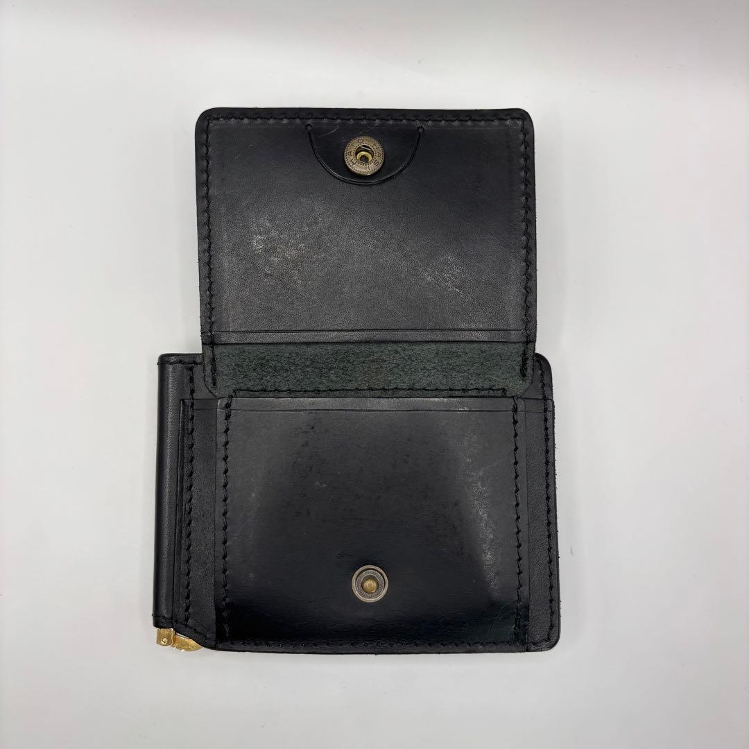 ROTAR　二つ折り財布　マネークリップ　ブラック　レザー　ウォレット　黒
