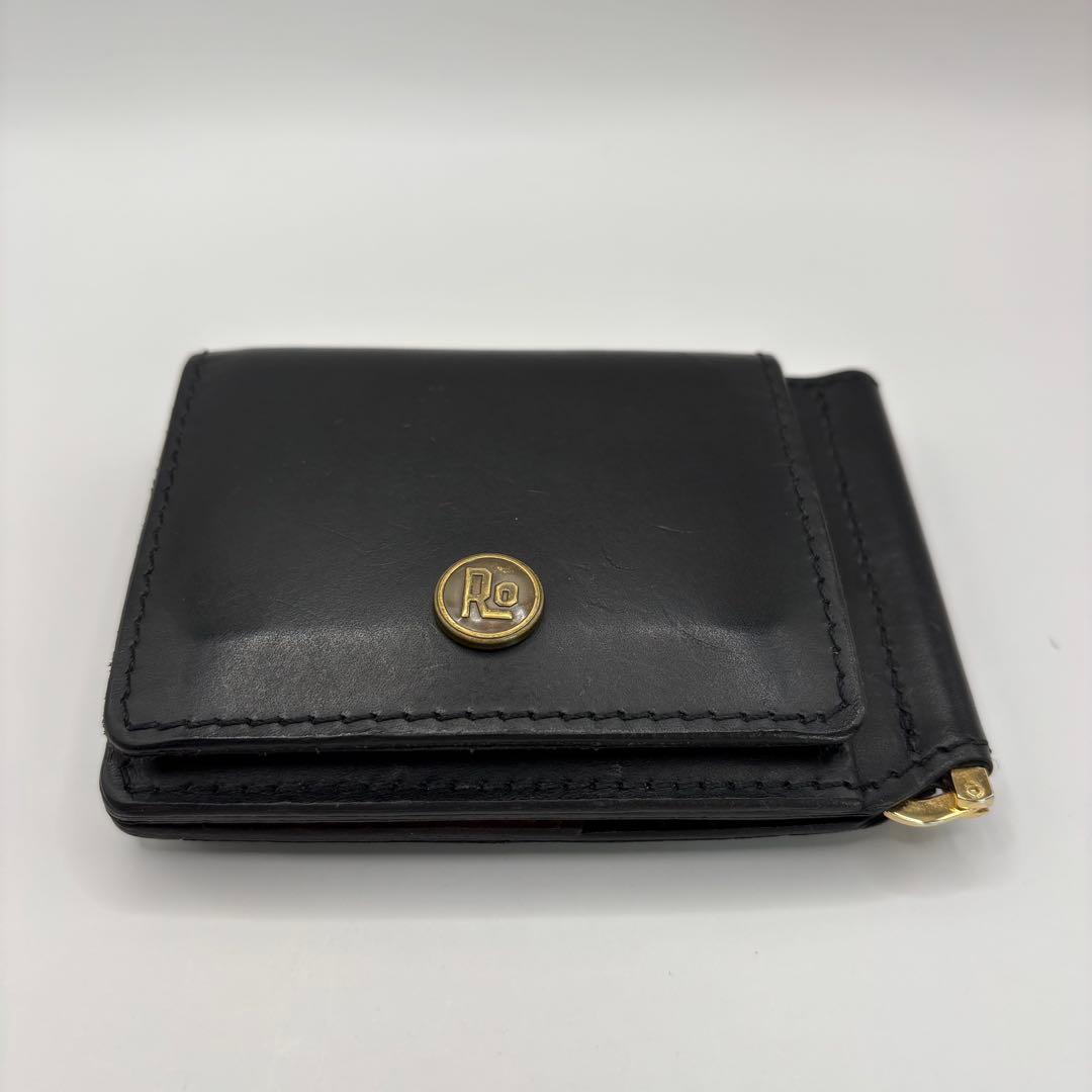 ROTAR　二つ折り財布　マネークリップ　ブラック　レザー　ウォレット　黒