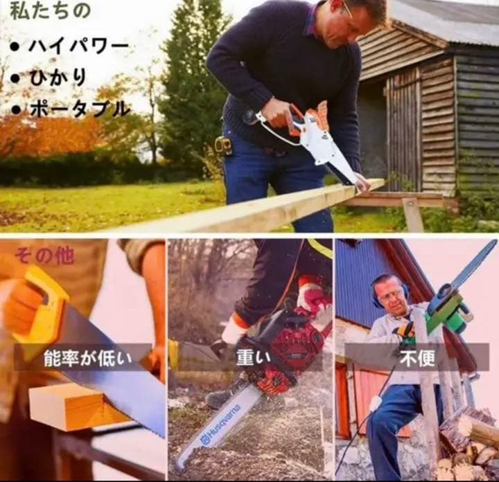 充電式チェーンソー 21V充電式ミニチェーンソー小型電動のこぎり電動チェーンソー