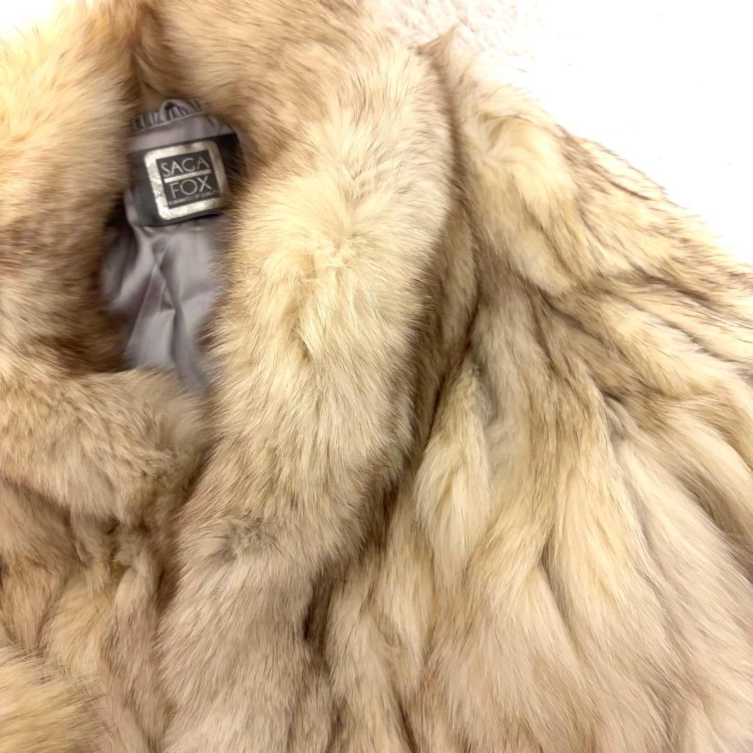 SAGA FOX サガフォックス　銀サガ　ボリューミー　毛皮　狐　ホワイト　美品
