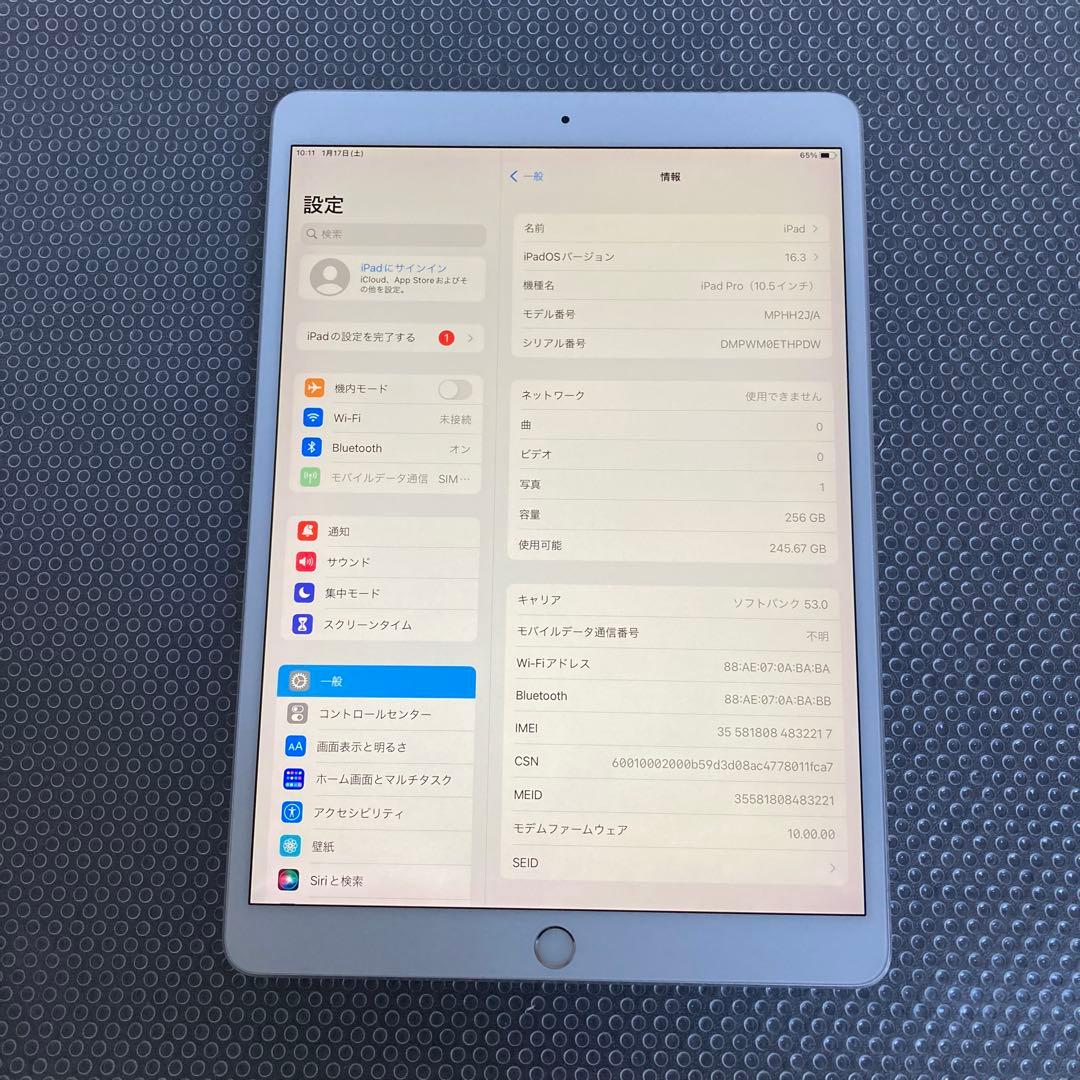 750 外観美品☆iPad Pro 256GB 10.5インチ SIMフリー☆