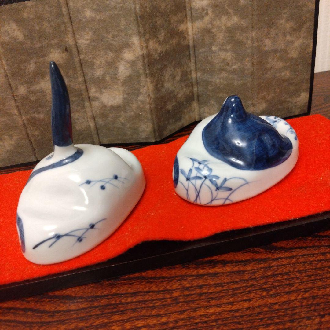 砥部雛　よし窯　雛人形　藍染の雛人形