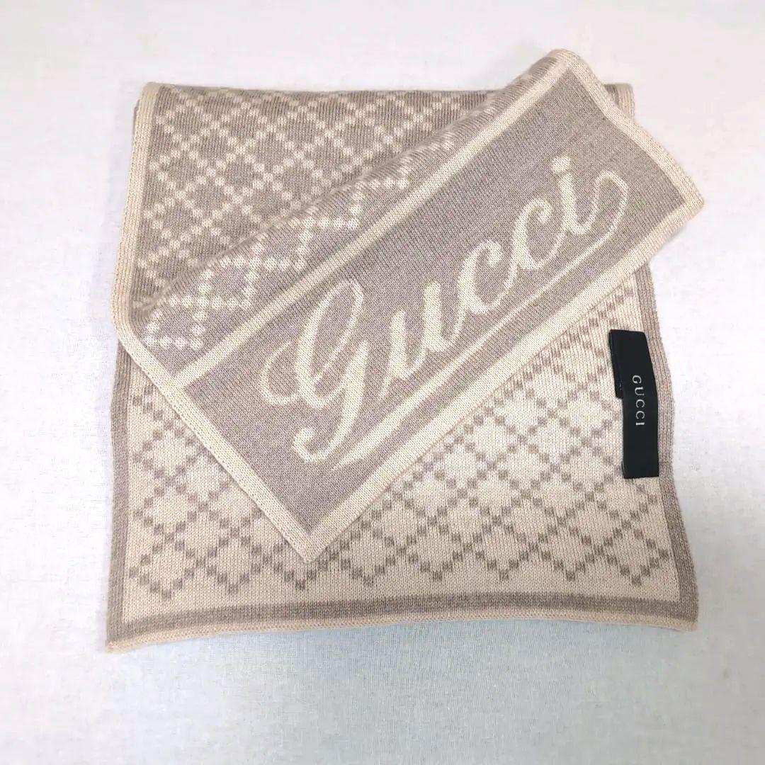 グッチ マフラー 180×24.5cm ウール100% ライトベージュ13A