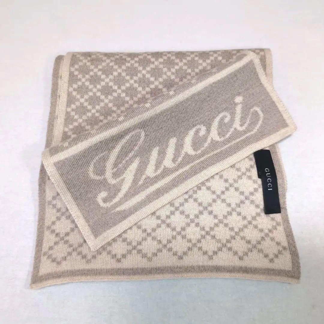 グッチ マフラー 180×24.5cm ウール100% ライトベージュ13A