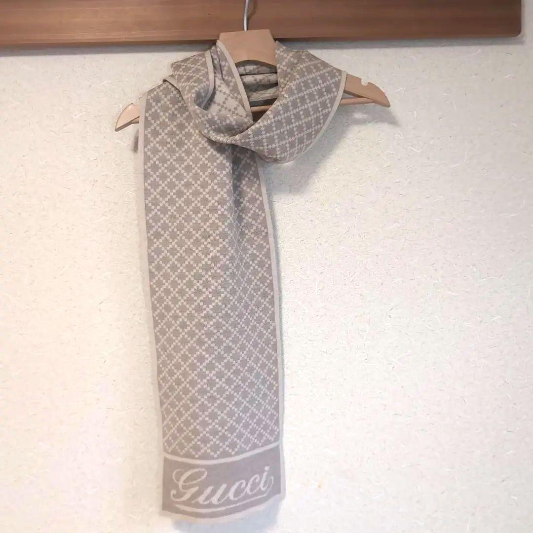 グッチ マフラー 180×24.5cm ウール100% ライトベージュ13A