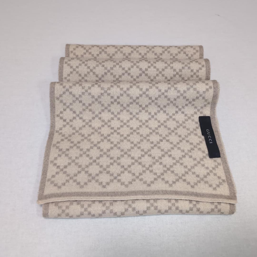 グッチ マフラー 180×24.5cm ウール100% ライトベージュ13A