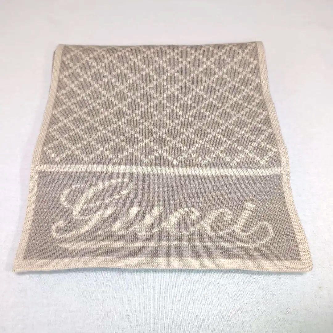 グッチ マフラー 180×24.5cm ウール100% ライトベージュ13A